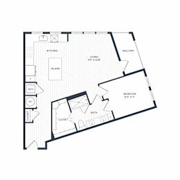 Aura Northline Apartments in Plano, Texas One Bedroom Floor Plan