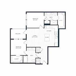Aura Northline Apartments in Plano, Texas Two Bedroom Floor Plan