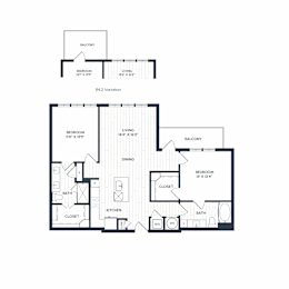 Aura Northline Apartments in Plano, Texas Two Bedroom Floor Plan