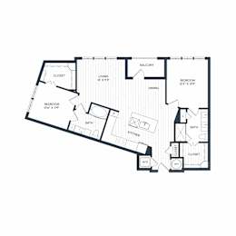 Aura Northline Apartments in Plano, Texas Two Bedroom Floor Plan
