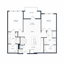 Aura Northline Apartments in Plano, Texas Two Bedroom Floor Plan