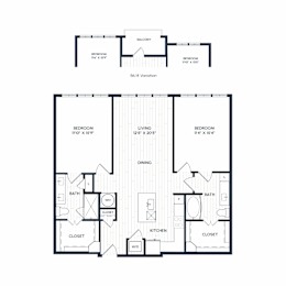 Aura Northline Apartments in Plano, Texas Two Bedroom Floor Plan