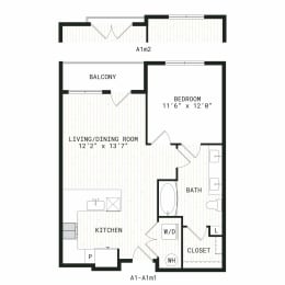 Aura Uptown Apartments in Phoenix, Arizona A1 Floor Plan