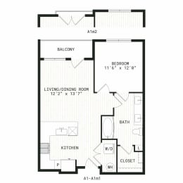 Aura Uptown Apartments in Phoenix, Arizona A1m1 Floor Plan