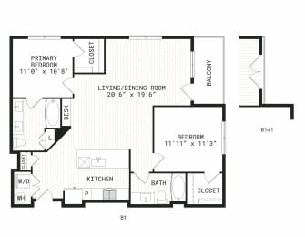 Aura Uptown Apartments in Phoenix, Arizona B1m1 Floor Plan