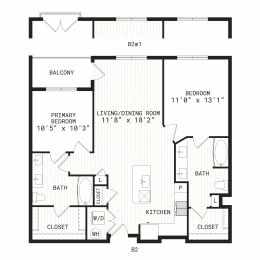 Aura Uptown Apartments in Phoenix, Arizona B2m1 Floor Plan