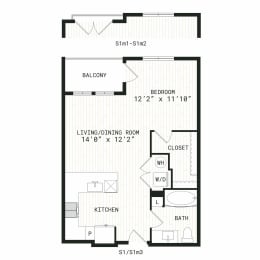Aura Uptown Apartments in Phoenix, Arizona S1 Floor Plan