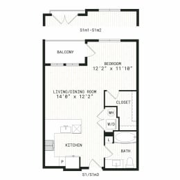 Aura Uptown Apartments in Phoenix, Arizona S1m3 Floor Plan
