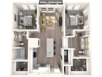 Corban Farms at Cane Ridge Apartments B1 3D Floor Plan