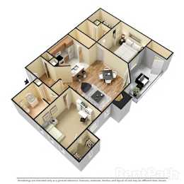 Villas at Meadow Springs 2x2 A 3D Floor Plan