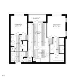 Aura 3Twenty Apartments B1.1 2D Floor Plan