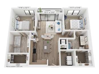 The Raleigh at Sloan's Lake Apartments in Denver, Colorado Two Bedroom Floor Plan