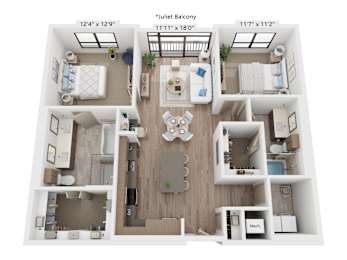 The Raleigh at Sloan's Lake Apartments in Denver, Colorado Two Bedroom Floor Plan