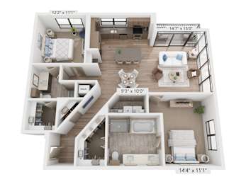 The Raleigh at Sloan's Lake Apartments in Denver, Colorado Two Bedroom Floor Plan