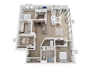 The Raleigh at Sloan's Lake Apartments in Denver, Colorado Two Bedroom Floor Plan