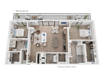 The Raleigh at Sloan's Lake Apartments in Denver, Colorado Two Bedroom Floor Plan