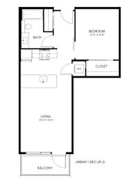 a floor plan of a small house with a bedroom and a living room