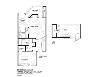 Townhomes with a View Birch with Loft Floor Plan