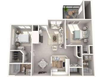 Keelers Corner Birch A 3D Floor Plan