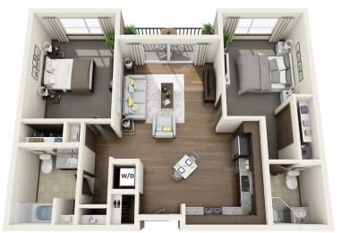 Boathouse Apartments in Portland, Oregon 2 Bedroom B Floor Plan