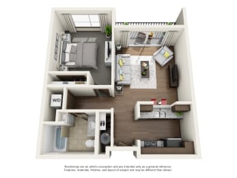 Boathouse Apartments 1x1 E Floor Plan