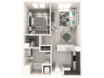 The Mercer Apartments Burbank West One Bedroom One Bathroom Floor Plan