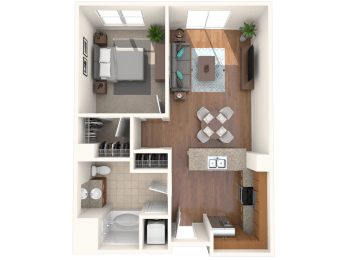 The Mercer Apartments Burbank East One Bedroom One Bathroom Floor Plan