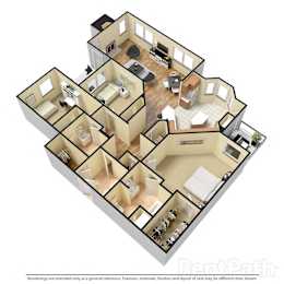 Villas at Meadow Springs 3x2 A 3D Floor Plan