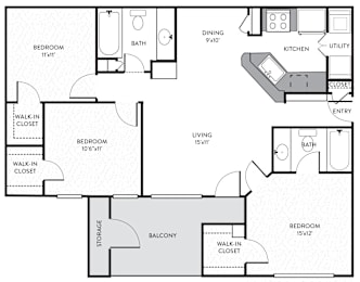 A black and white image of a house floor plan.