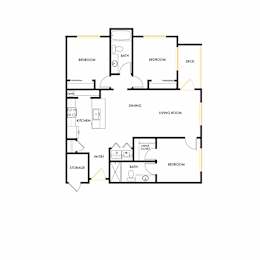A black and white image of the floor plan