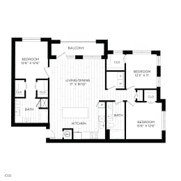 Aura 3Twenty Apartments C1 2D Floor Plan