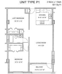 Residences at Capitol Heights Apartment 2D floor plan - Lincoln