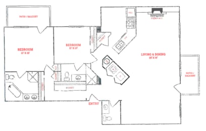 a floor plan of a house with bedrooms and a living room