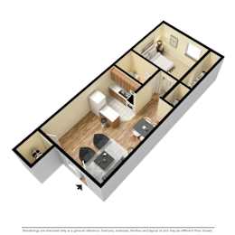 Casa Bella Apartments in Tucson, Arizona One Bedroom Floor Plan