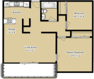 Casa Serena Apartments in Fremont, California Two Bedroom Floor Plan