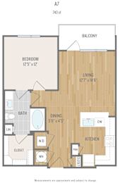 Centric One90 Apartments in Plano, Texas One Bedroom Floor Plan