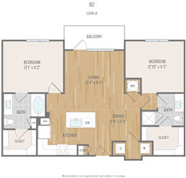 Centric One90 Apartments in Plano, Texas Two Bedroom Floor Plan