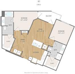 Centric One90 Apartments in Plano, Texas Two Bedroom Floor Plan