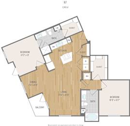 Centric One90 Apartments in Plano, Texas Two Bedroom Floor Plan