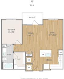 Centric One90 Apartments in Plano, Texas One Bedroom Floor Plan