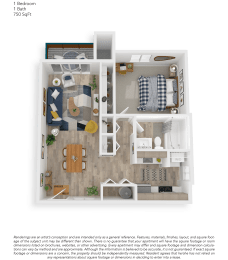Clover Creek One Bedroom One Bathroom Floor Plan