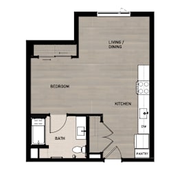 Copperleaf Northgate New Affordable Apartments in Seattle, Washington Studio Floor Plan
