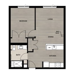 Copperleaf Northgate New Affordable Apartments in Seattle, Washington One Bedroom Floor Plan