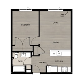 Copperleaf Northgate New Affordable Apartments in Seattle, Washington One Bedroom Floor Plan