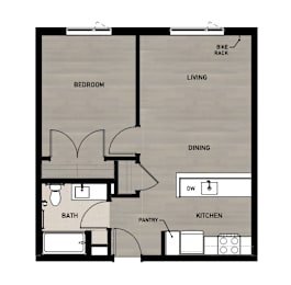 Copperleaf Northgate New Affordable Apartments in Seattle, Washington One Bedroom Floor Plan
