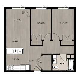 Copperleaf Northgate New Affordable Apartments in Seattle, Washington Two Bedroom Floor Plan