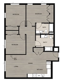 Copperleaf Northgate New Affordable Apartments in Seattle, Washington Three Bedroom Floor Plan