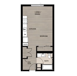 Copperleaf Northgate New Affordable Apartments in Seattle, Washington Studio Floor Plan