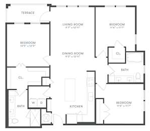 Corban Horizon West Apartments in Winter Garden, Florida C1 Floor Plan