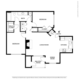 Crosspointe Apartments Two Bedroom One Bathroom Floor Plan